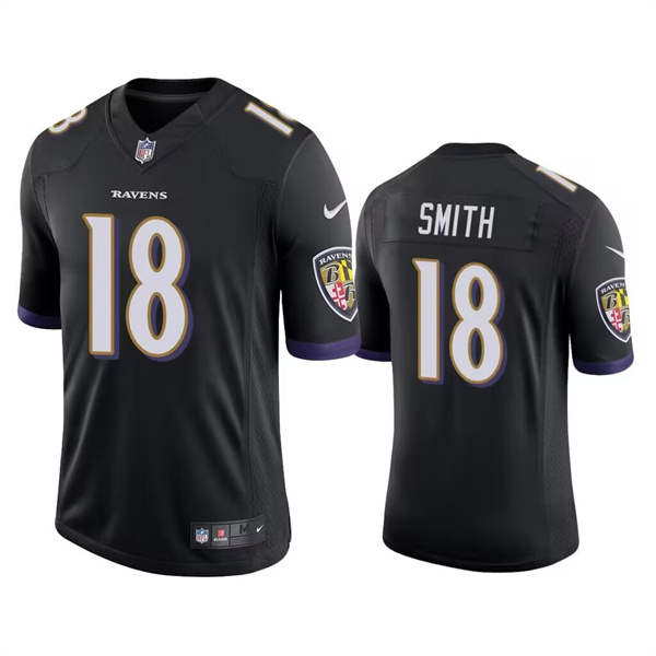 Men's Baltimore Ravens #18 Roquan Smith Black Game Jersey